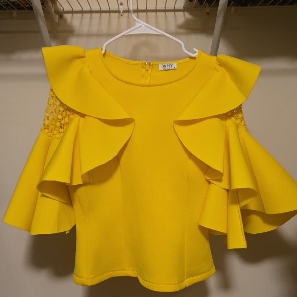 Vibrant Yellow Ruffled Blouse